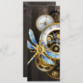 Steampunkuhr mit mechanischer Libelle Ankündigung (Vorne/Hinten)