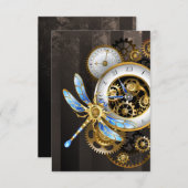 Steampunkuhr mit mechanischer Libelle Ankündigung (Vorne/Hinten)