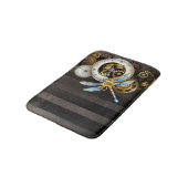 Steampunkuhr mit mechanischer Libelle Badematte (Schrägansicht)