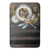 Steampunkuhr mit mechanischer Libelle Badematte (Vorderseite Vertikal)