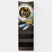 Steampunkuhr mit mechanischer Libelle Banner (Vertikal)
