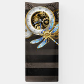 Steampunkuhr mit mechanischer Libelle Banner (Vertikal)