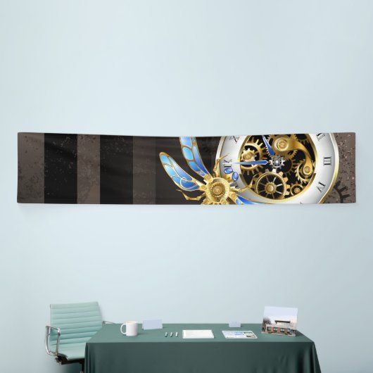 Steampunkuhr mit mechanischer Libelle Banner (Messeveranstaltung)
