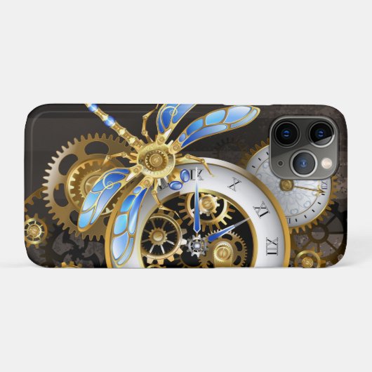 Steampunkuhr mit mechanischer Libelle Case-Mate iPhone Hülle (Rückseite (Horizontal))