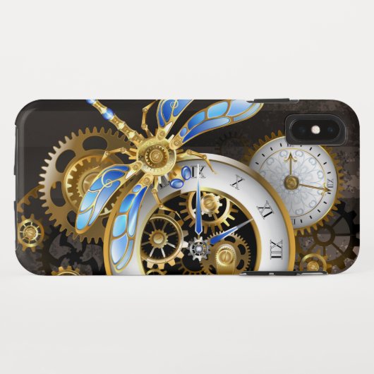 Steampunkuhr mit mechanischer Libelle Case-Mate iPhone Hülle (Rückseite (Horizontal))