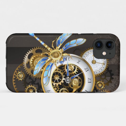 Steampunkuhr mit mechanischer Libelle Case-Mate iPhone Hülle (Rückseite (Horizontal))