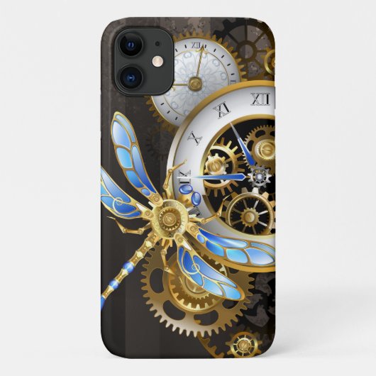 Steampunkuhr mit mechanischer Libelle Case-Mate iPhone Hülle (Rückseite)