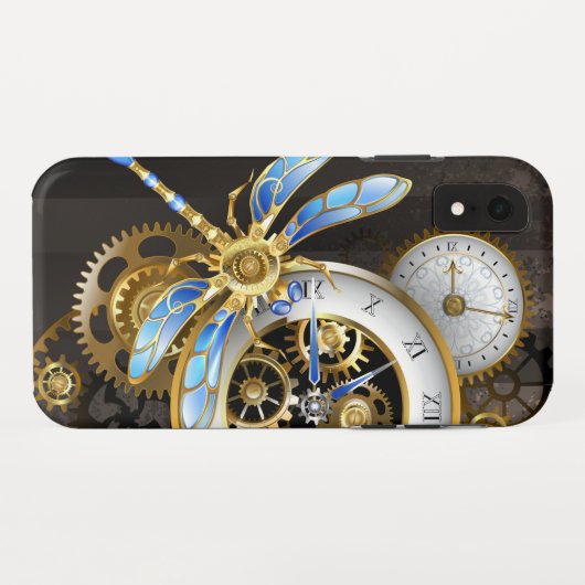 Steampunkuhr mit mechanischer Libelle Case-Mate iPhone Hülle (Rückseite (Horizontal))