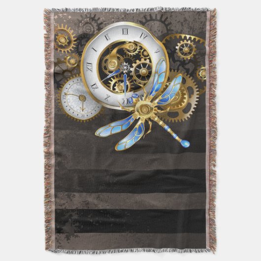 Steampunkuhr mit mechanischer Libelle Decke (Vorderseite Vertikal)