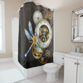 Steampunkuhr mit mechanischer Libelle Duschvorhang (Beispiel)