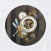 Steampunkuhr mit mechanischer Libelle Etiketten (Design 2)