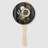 Steampunkuhr mit mechanischer Libelle Fächer (Vorderseite)