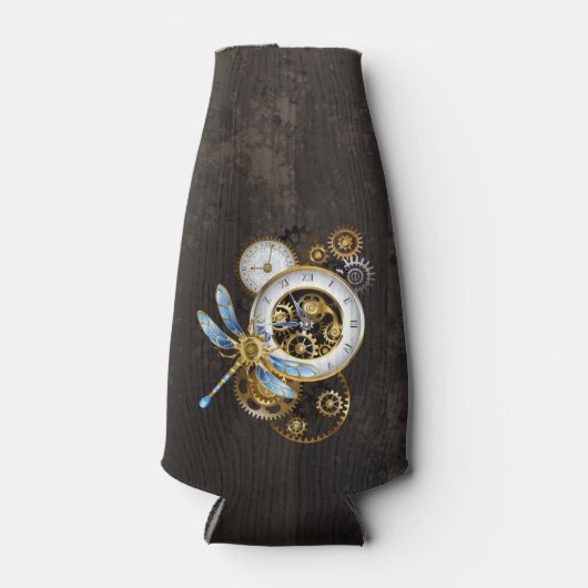 Steampunkuhr mit mechanischer Libelle Flaschenkühler (Vorderseite)