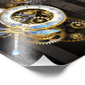 Steampunkuhr mit mechanischer Libelle Fotodruck (Ecke)