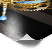 Steampunkuhr mit mechanischer Libelle Fotodruck (Ecke)