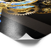 Steampunkuhr mit mechanischer Libelle Fotodruck (Ecke)