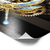 Steampunkuhr mit mechanischer Libelle Fotodruck (Ecke)