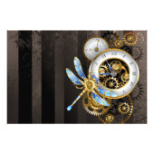 Steampunkuhr mit mechanischer Libelle Fotodruck (Vorne)