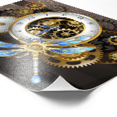 Steampunkuhr mit mechanischer Libelle Fotodruck (Ecke)