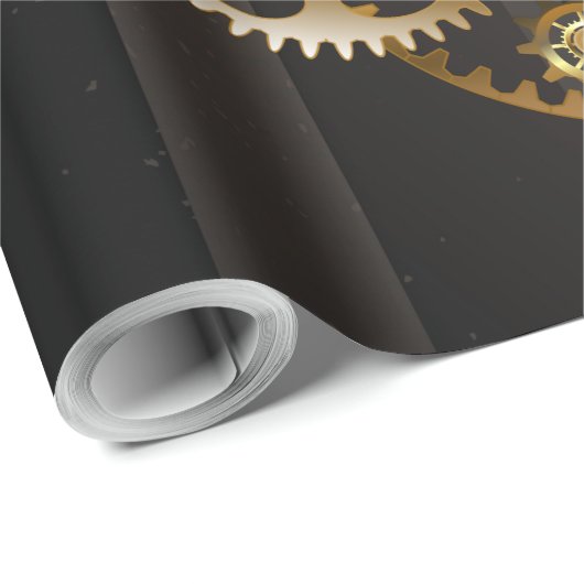 Steampunkuhr mit mechanischer Libelle Geschenkpapier (Rolleneckpunkt)