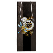 Steampunkuhr mit mechanischer Libelle Geschenktüte Für Weinflaschen (Rückseite)