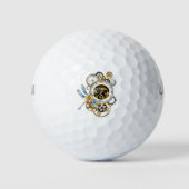 Steampunkuhr mit mechanischer Libelle Golfball (Vorderseite)