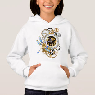 Steampunkuhr mit mechanischer Libelle Hoodie