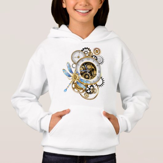 Steampunkuhr mit mechanischer Libelle Hoodie (Vorderseite)