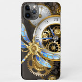 Steampunkuhr mit mechanischer Libelle iPhone Hülle (Rückseite)