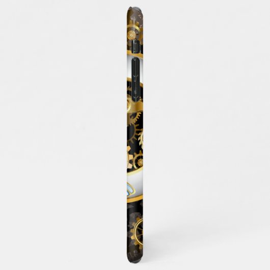 Steampunkuhr mit mechanischer Libelle iPhone Hülle (Linke Seite)