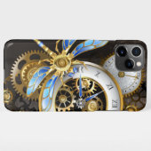 Steampunkuhr mit mechanischer Libelle iPhone Hülle (Rückseite (Horizontal))