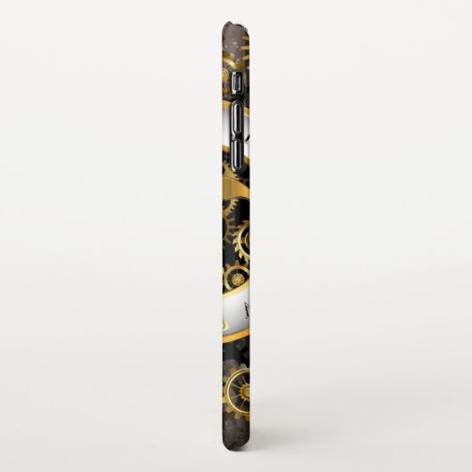 Steampunkuhr mit mechanischer Libelle iPhone Hülle (Linke Seite)