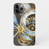 Steampunkuhr mit mechanischer Libelle iPhone Hülle (Rückseite)