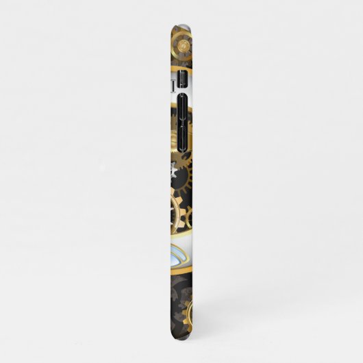 Steampunkuhr mit mechanischer Libelle iPhone Hülle (Linke Seite)