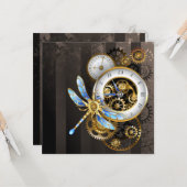 Steampunkuhr mit mechanischer Libelle Karte (Vorderseite/Rückseite Beispiel)