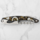 Steampunkuhr mit mechanischer Libelle Kellnermesser (Vorderseite)