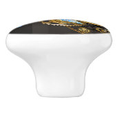 Steampunkuhr mit mechanischer Libelle Keramikknauf (Seitenansicht)