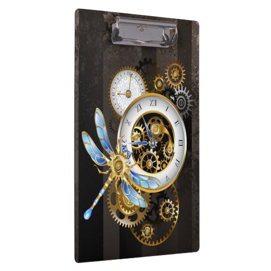 Steampunkuhr mit mechanischer Libelle Klemmbrett (Rechts)