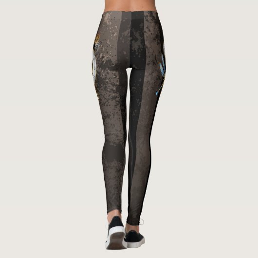 Steampunkuhr mit mechanischer Libelle Leggings (Rückseite)