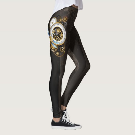 Steampunkuhr mit mechanischer Libelle Leggings (Rechts)