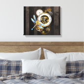 Steampunkuhr mit mechanischer Libelle Leinwanddruck (Insitu (Schlafzimmer))