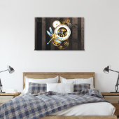 Steampunkuhr mit mechanischer Libelle Leinwanddruck (Insitu (Schlafzimmer))