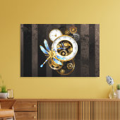 Steampunkuhr mit mechanischer Libelle Leinwanddruck (Insitu (Wohnzimmer))
