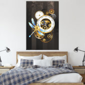 Steampunkuhr mit mechanischer Libelle Leinwanddruck (Insitu (Schlafzimmer))