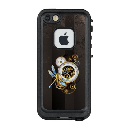 Steampunkuhr mit mechanischer Libelle LifeProof iPhone Hülle (Rückseite)