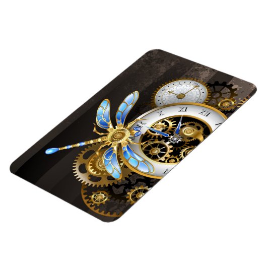 Steampunkuhr mit mechanischer Libelle Magnet (Linke Seite)