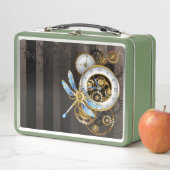 Steampunkuhr mit mechanischer Libelle Metall Brotdose (Beispiel)