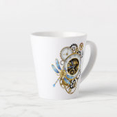 Steampunkuhr mit mechanischer Libelle Milchtasse (Rechte Ecke)