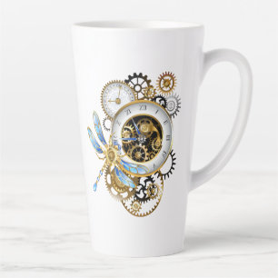 Steampunkuhr mit mechanischer Libelle Milchtasse