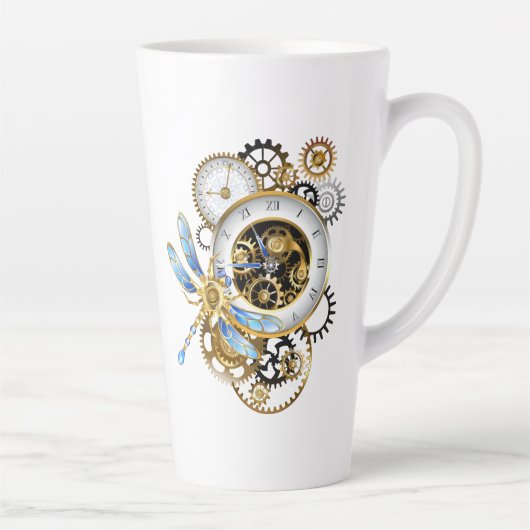 Steampunkuhr mit mechanischer Libelle Milchtasse (Rechts)